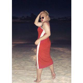 Plus Size - Sleeveless Contrast-trim Dress