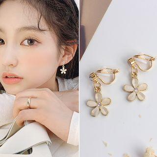 Cat Eye Stone Flower Dangle Earring