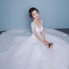 Lace V-neck Wedding Ball Gown