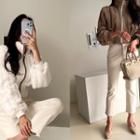 Embossed Cropped Faux-fur Jacket