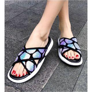 Iridescent Slide Sandals