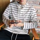 Long-sleeve Striped Hooded Top