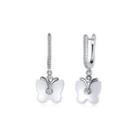 Elegant Butterfly Earrings With Austrian Element Crystal Silver - One Size