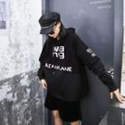 Mock-two Piece Printed Oversize Hoodie Black - One Size