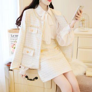 Tweed Jacket / Mini Skirt / Blouse / Set