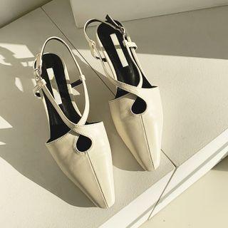 Pointy Keyhole Slingback Mules