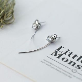 S925 Sterling Silver Rhinestone Bar Drop Earrings