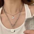 Cherry & Flower Pendant Layered Necklace Silver - One Size