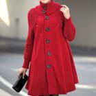 Knit Panel Stand Collar Coat