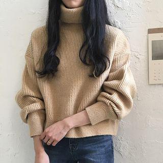 Turtleneck Chunky Knit Sweater Almond - One Size