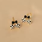 Bow Checker Alloy Earring 1 Pair - Gold - One Size