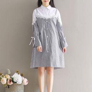 Long-sleeve Mock Two Piece Shirt Dress