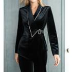 Set: Velvet Blazer + Straight Leg Dress Pants