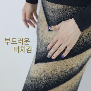 Band-waist Pattern Long Knit Skirt