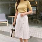 Linen-blend Buttoned A-line Skirt