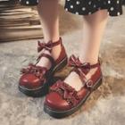 Ruffle Trim Bow Mary Jane Shoes