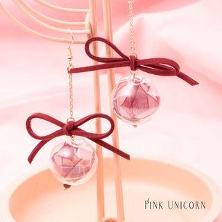 Glass Ball Bow Drop Earring