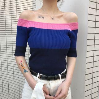 Color-block Off-shoulder Top