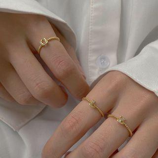 Rhinestone Letter Ring