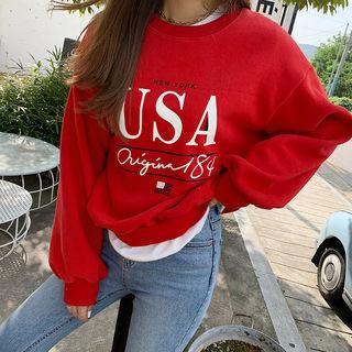 Usa Letter Print Sweatshirt