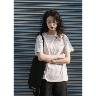 Lettering Short-sleeve T-shirt Almond - One Size