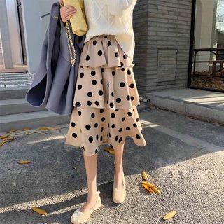 Polka Dot Ruffle A-line Skirt