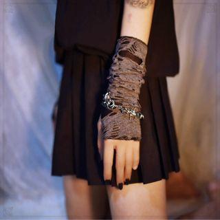 Distressed Fingerless Gloves Gray - One Size