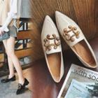 Chunky Heel Pointed Patent Loafers