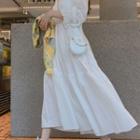 Drawstring-waist Maxi Tiered Dress Ivory - One Size