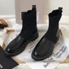Faux Leather Paneled Platform Short Boots