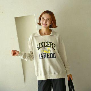 Collared Printed Sweatshirt