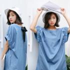 Short-sleeve Tie Back Denim T-shirt Dress