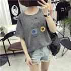 Short-sleeve Printed Slit-side T-shirt