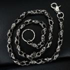 Skull Alloy Wallet Chain Silver - One Size