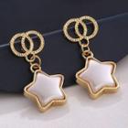 925 Sterling Silver Star Drop Earring 1 Pair - Gold & White - One Size