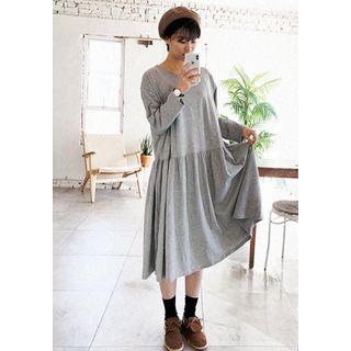 Shirred-waist Boxy-fit Midi Dress