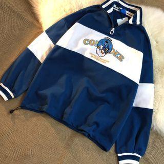 Loose-fit Long-sleeve Zip-up Printed Sweatshirt
