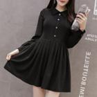 Long-sleeve Pleated Polo Dress