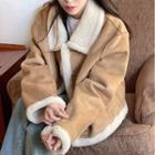 Two Tone Faux Shearling Oversize Jacket