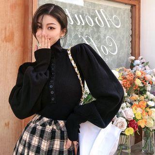 Turtleneck Button-up Sweater