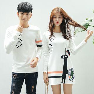 Couple Matching Printed Long-sleeve T-shirt / T-shirt Dress