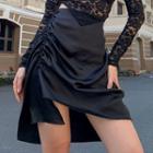 Ruched Irregular Mini A-line Skirt