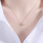 925 Sterling Silver Rhinestone Bow Pendant Necklace Gold Bow Necklace - One Size