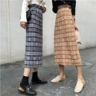 Plaid Midi Knit A-line Skirt