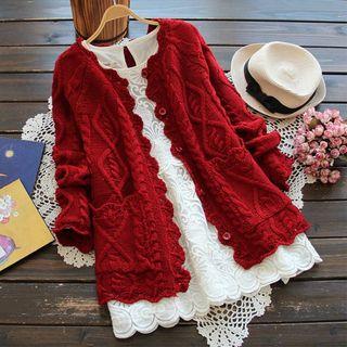 Crochet-trim Knit Cardigan