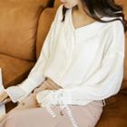 Bell-sleeve Shirt White - One Size