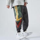 High-waist Color Block Letter Embroidered Cargo Pants