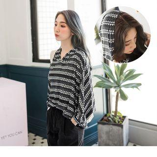 Pattern Batwing Sleeve Loose-fit Hoodie