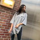 Slit-side Printed Boxy T-shirt