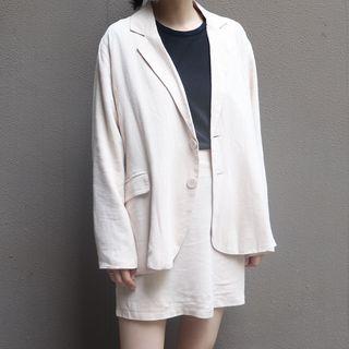 Linen Blazer / A-line Mini Skirt